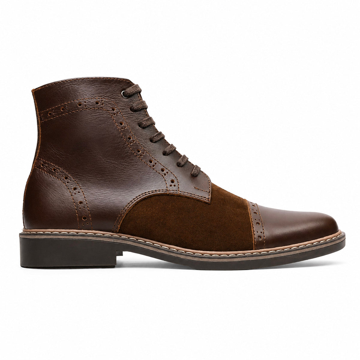 Botas En Cuero Y Gamuza Brown