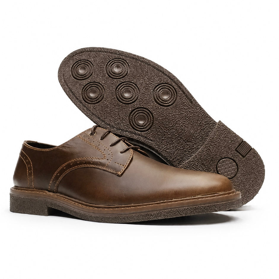 Zapatos Milano En Cuero  Marron