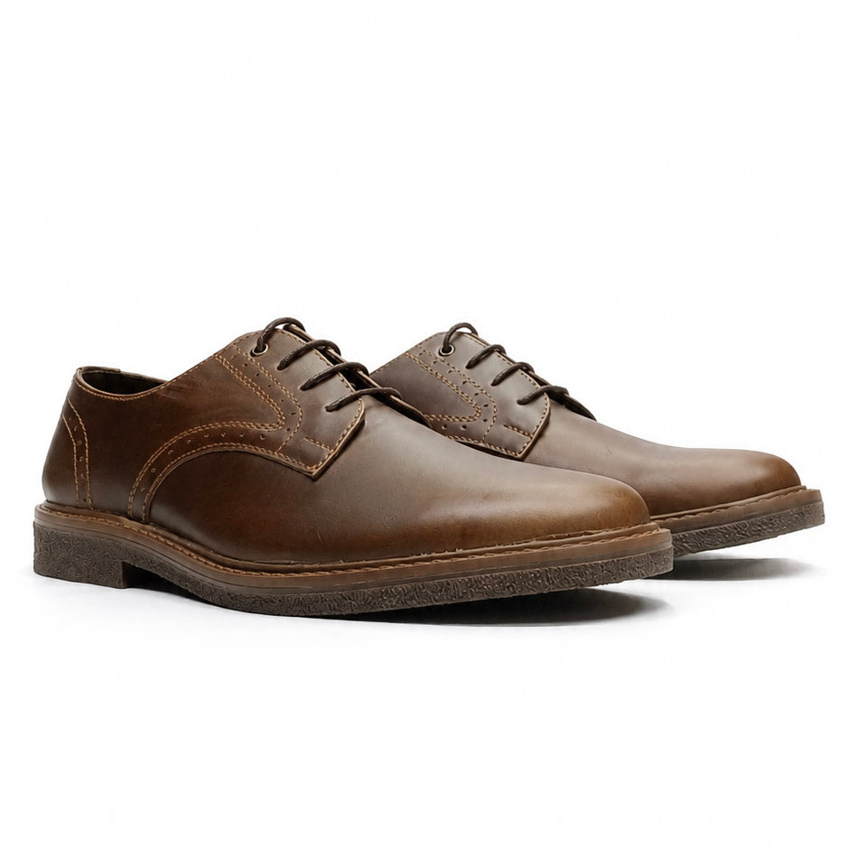 Zapatos Milano En Cuero  Marron