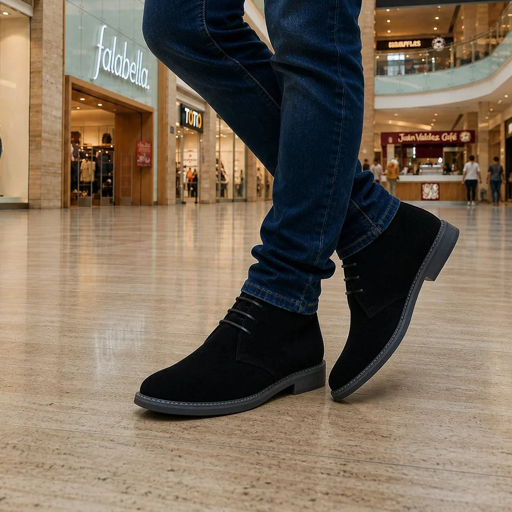 Botas Chukka Classic Gamuza negra de Bruno Valli, con suela de goma y diseño clásico, para un estilo elegante y casual.