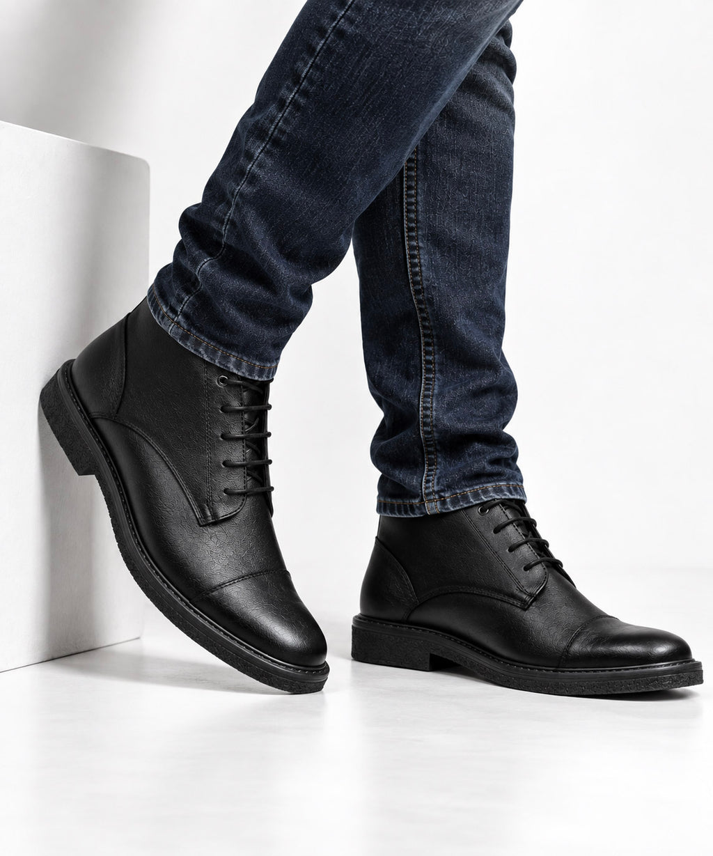 Botas Roma En Cuero Negro