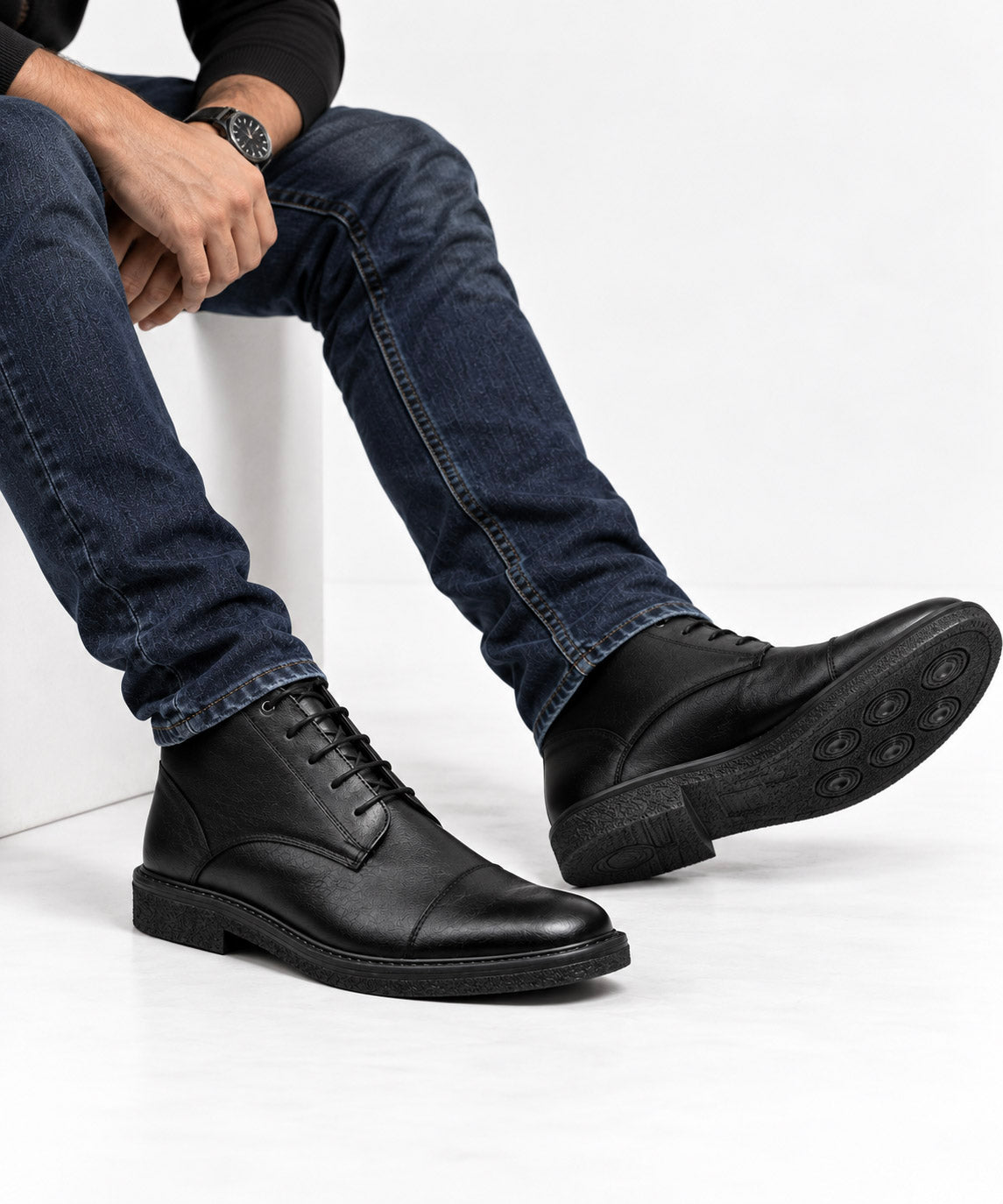 Botas Roma En Cuero Negro