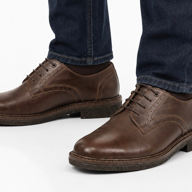 Zapatos Milano En Cuero  Marron