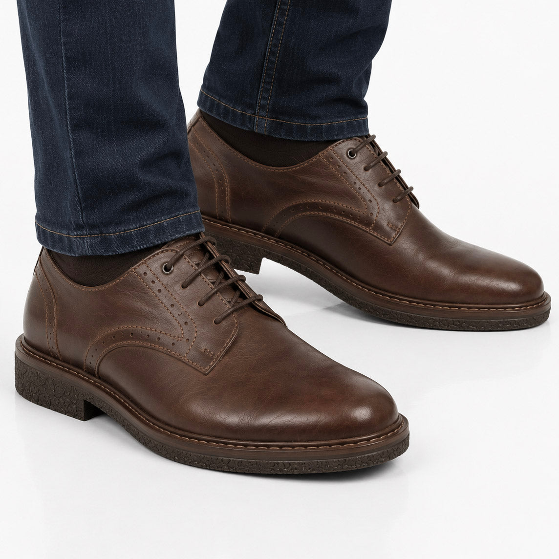 Zapatos Milano En Cuero  Marron