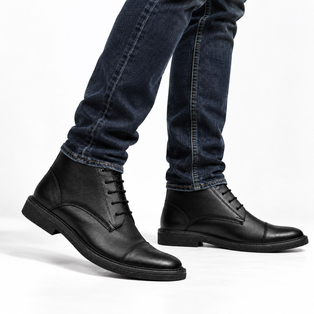 Botas Roma En Cuero Negro