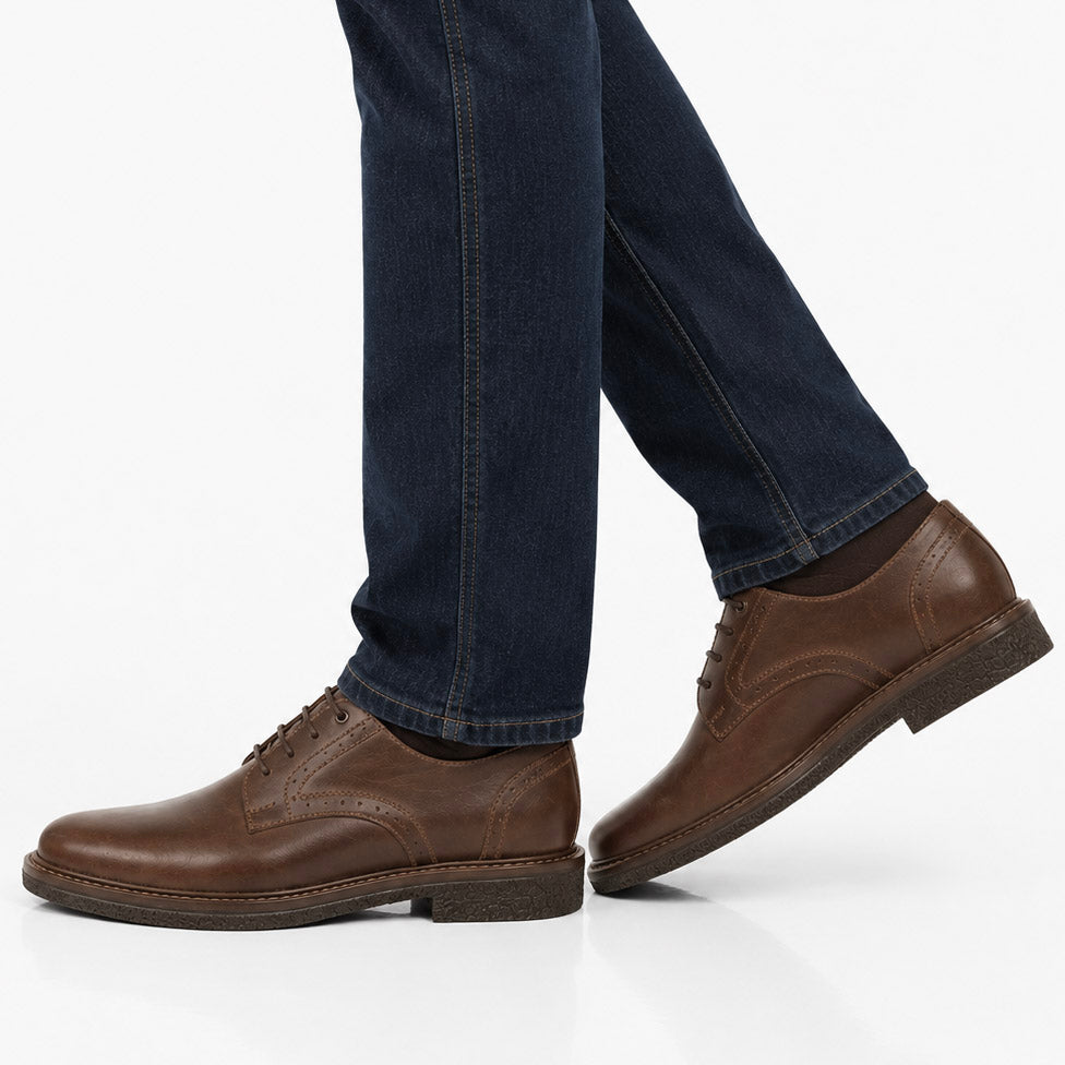 Zapatos Milano En Cuero  Marron